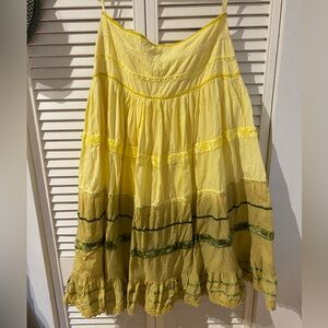 2000s Yellow and Green Cotton Skirt